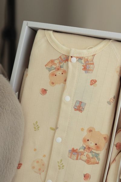 Подарунковий літній комплект для новонародженого Little Teddy Beige (21 предмет), 100% органічна бавовна 0098 фото