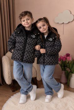 Дитяча демісезонна куртка на качиному пуху, чорна 0123 фото