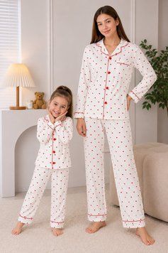 Піжама Family Look Mini Hearts &mdash; сорочка з довгим рукавом та штани 0115 фото