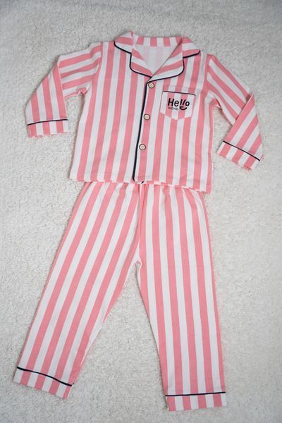 Піжама Family Look Pink Stripe &mdash; сорочка з довгим рукавом та штани. 0112 фото