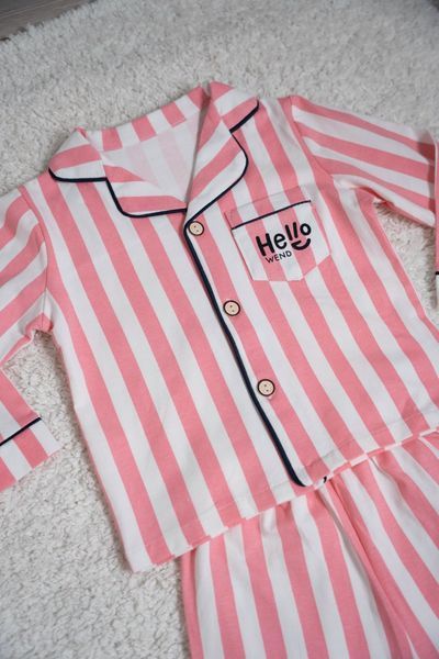Піжама Family Look Pink Stripe &mdash; сорочка з довгим рукавом та штани. 0112 фото